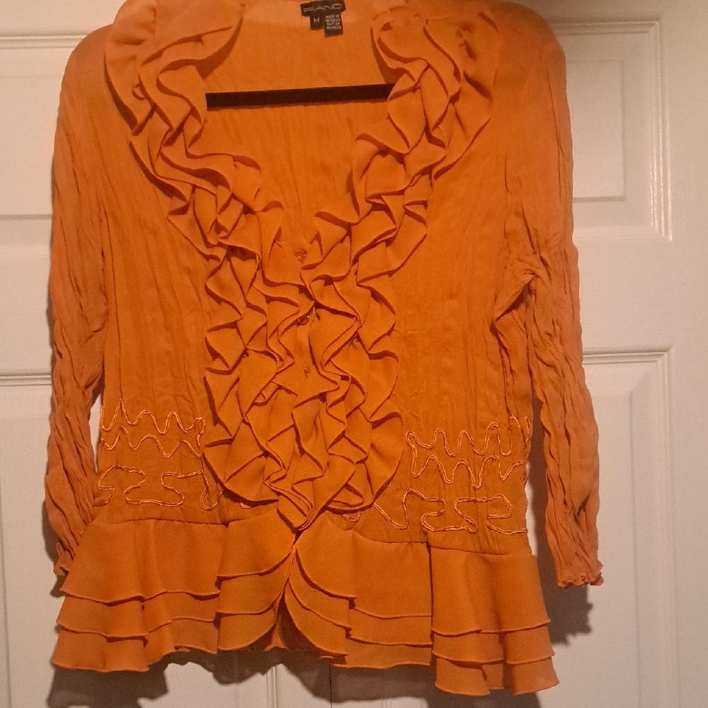 🌅 Bright Orange Ruffled Women's Ruffled blouse Bright beautiful & summer ready